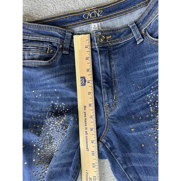 CACHE Embellished Blue Denim Jeans Bedazzled Rhinestones Women’s Size 12 y2k - Picture 11 of 15
